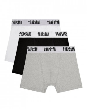 Trapstar 3 Pack Boxer Short 黒 白 グレー | TS-65183