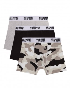 Trapstar 3 Pack Boxer Short 黒 グレー 迷彩 | TS-65185