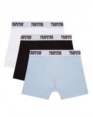 Trapstar 3 Pack Boxer Short 黒 白 ライト青 | TS-65186