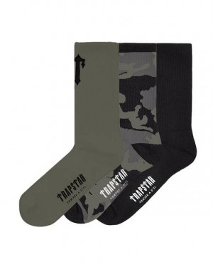 Trapstar 3 Pack Irongate T Socks カーキ | TS-65189