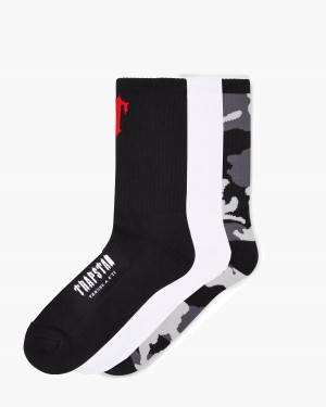 Trapstar 3 Pack Irongate T Socks 黒 迷彩 | TS-65192