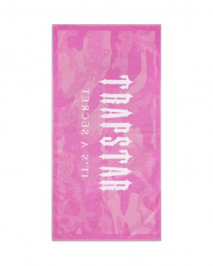 Trapstar Irongate Beach Towel ピンク 白 | TS-65068