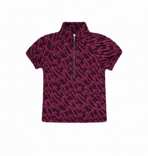 Trapstar Jacquard Fitted Zip Crop Top ボルドー ピンク | TS-64784