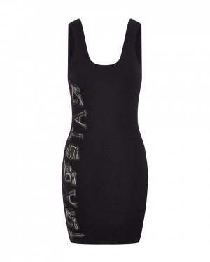 Trapstar Script Denim Applique Tank Dress 黒 | TS-65105