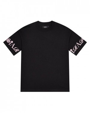 Trapstar Script Tee 黒 ピンク | TS-65285