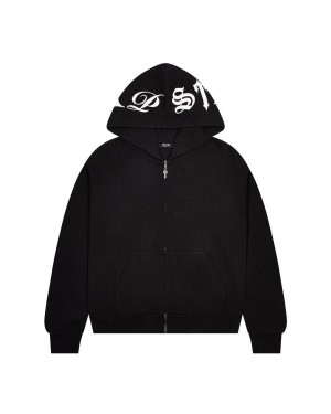 Trapstar Script Waffle Hoodie 黒 | TS-65343