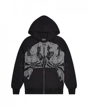 Trapstar x Ed Hardy Irongate Zip Through Hoodie 黒 | TS-65366