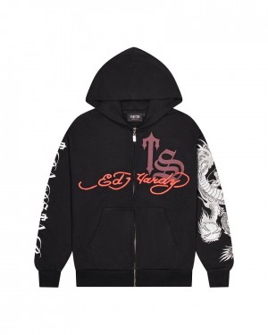 Trapstar x Ed Hardy Script Hoodie 黒 | TS-65364