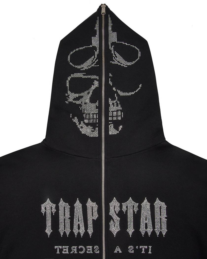 Trapstar Decoded Skull Diamante Hoodie 黒 | TS-65392