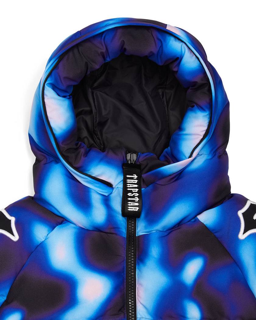 Trapstar Hooded Irongate Sleeve Puffer 黒 青 | TS-65439
