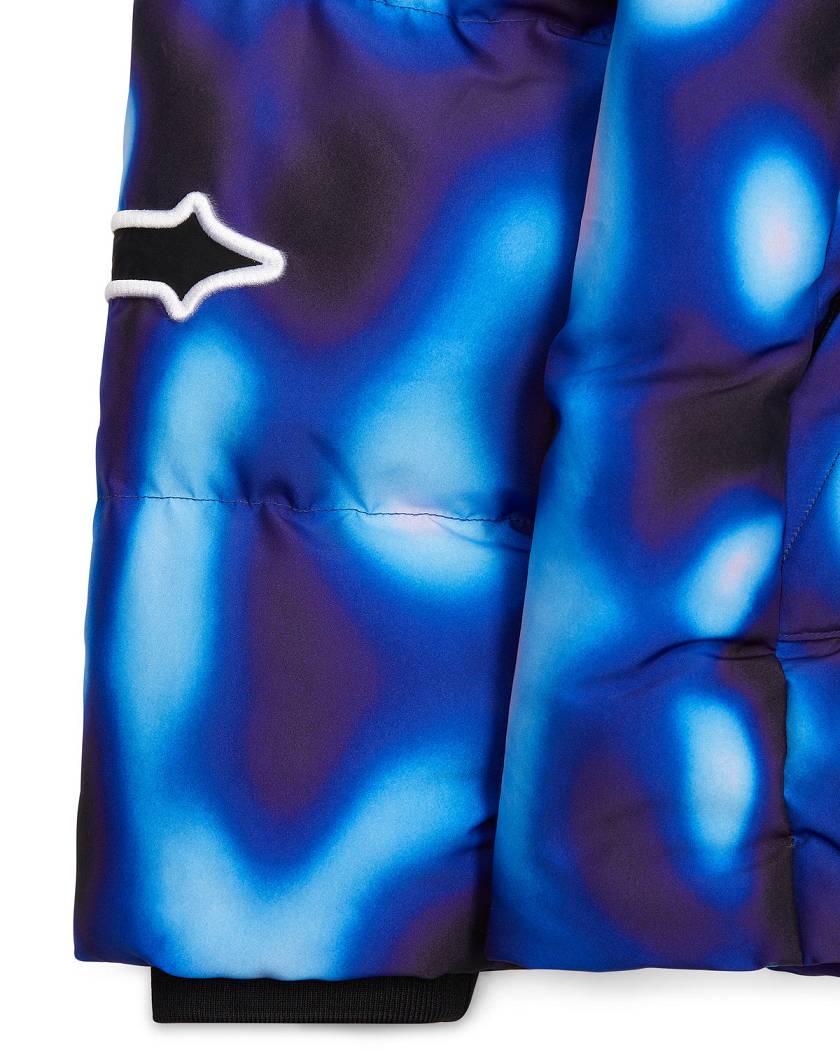 Trapstar Hooded Irongate Sleeve Puffer 黒 青 | TS-65439