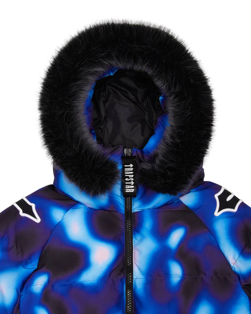 Trapstar Hooded Irongate Sleeve Puffer 黒 青 | TS-65439