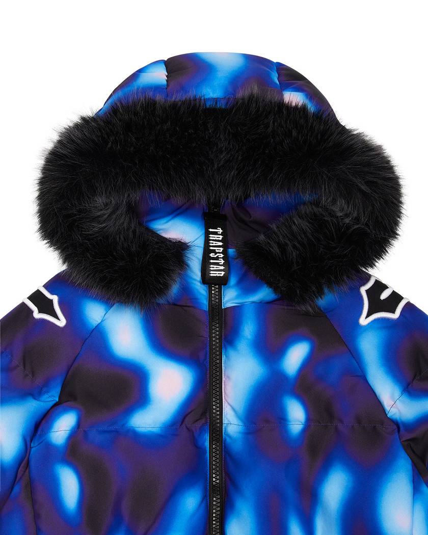 Trapstar Hooded Irongate Sleeve Puffer 黒 青 | TS-65439