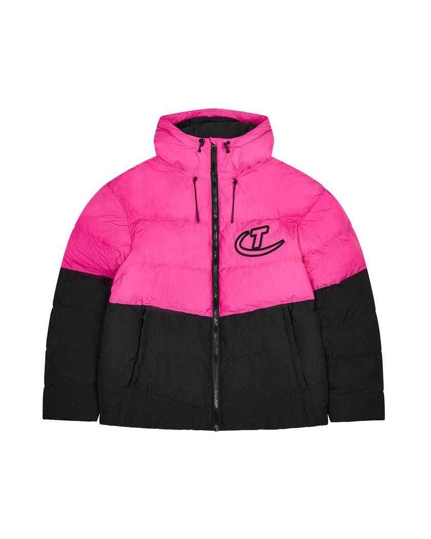Trapstar Hyperdrive Hooded Puffer 黒 ピンク | TS-65444