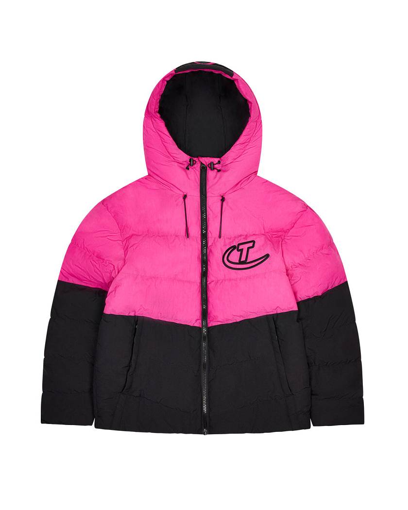 Trapstar Hyperdrive Hooded Puffer 黒 ピンク | TS-65444