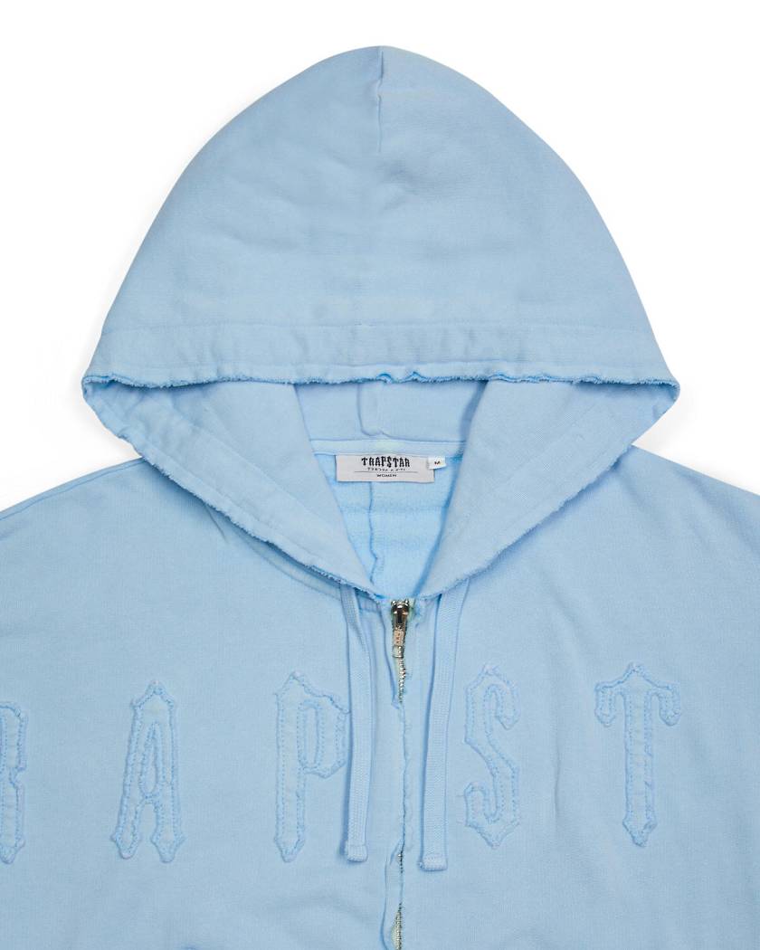 Trapstar Irongate Cropped Batwing Zip Hoodie 青 | TS-65153