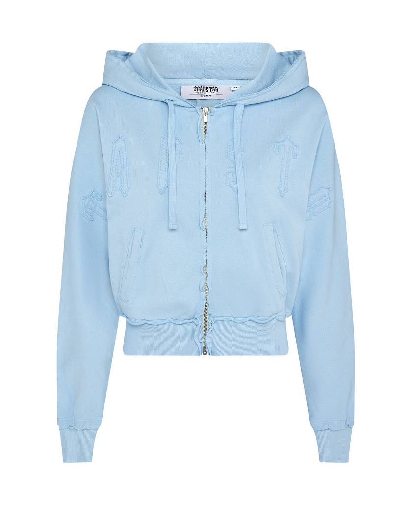 Trapstar Irongate Cropped Batwing Zip Hoodie 青 | TS-65153