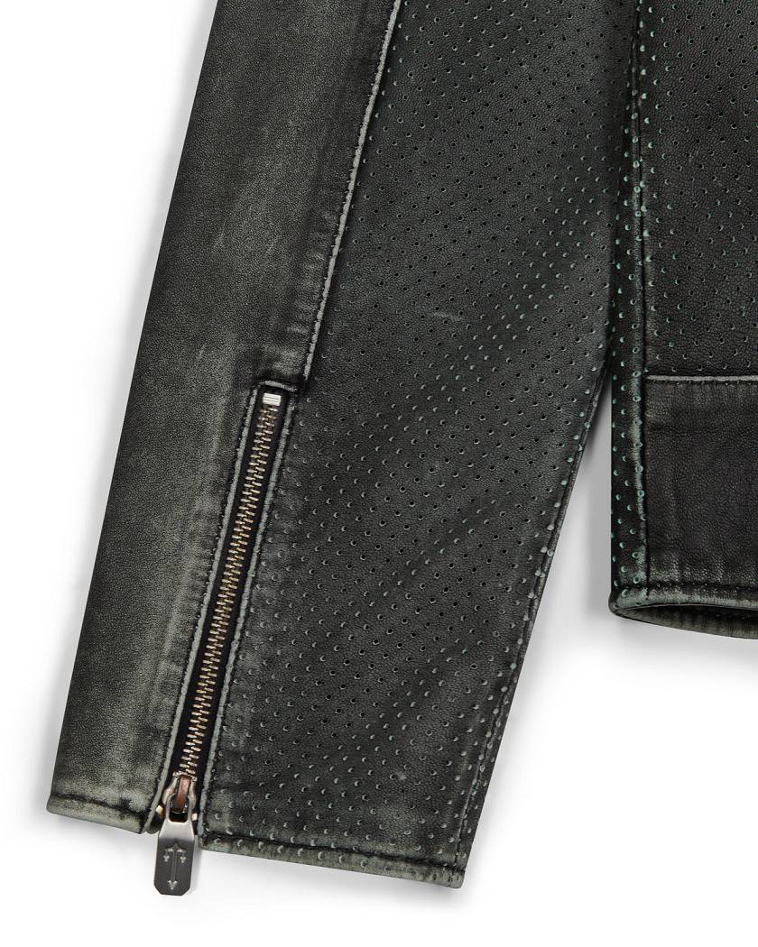 Trapstar Irongate T Panel Leather Biker Jacket 黒 | TS-65457
