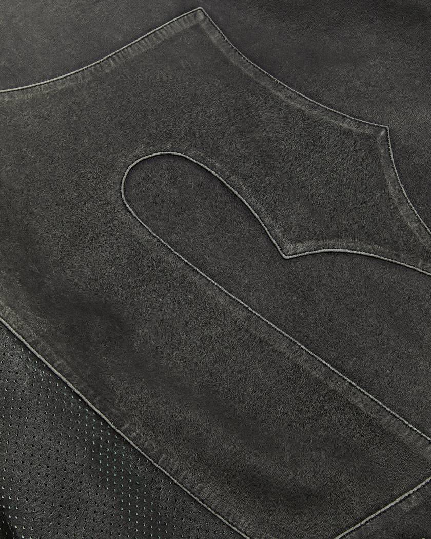 Trapstar Irongate T Panel Leather Biker Jacket 黒 | TS-65457