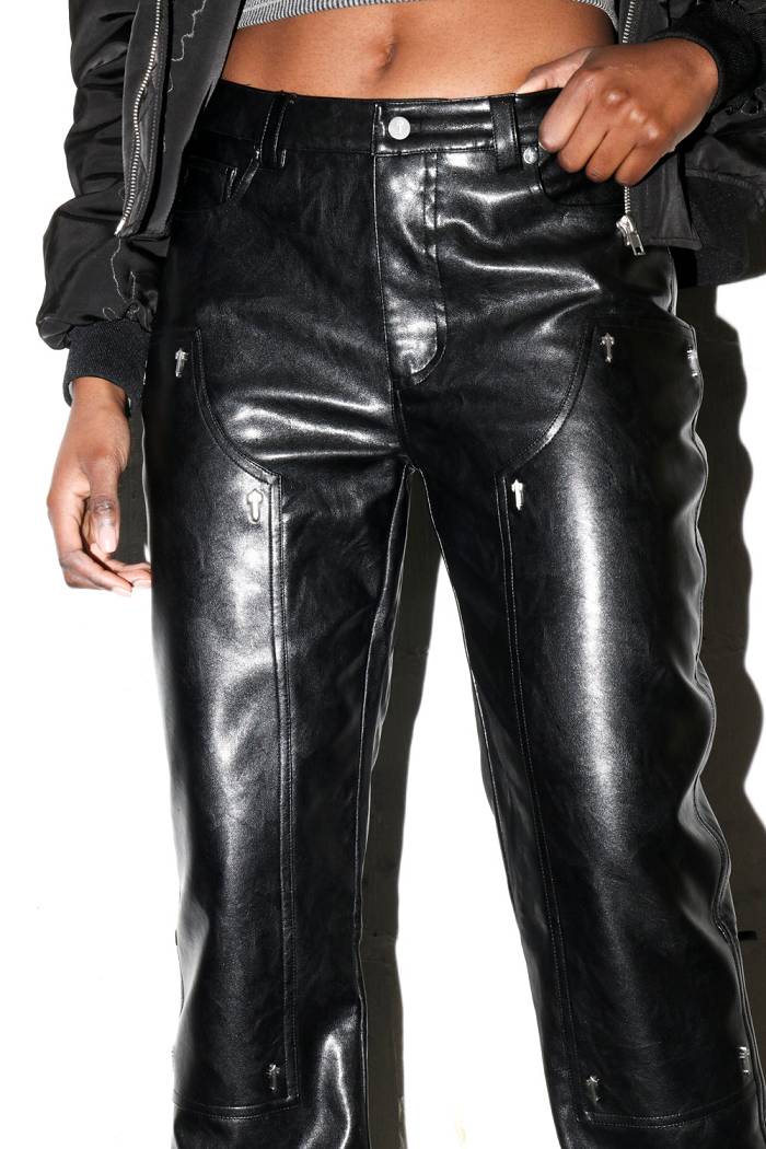 Trapstar Irongate T Stud Vegan Leather Pants 黒 | TS-65112