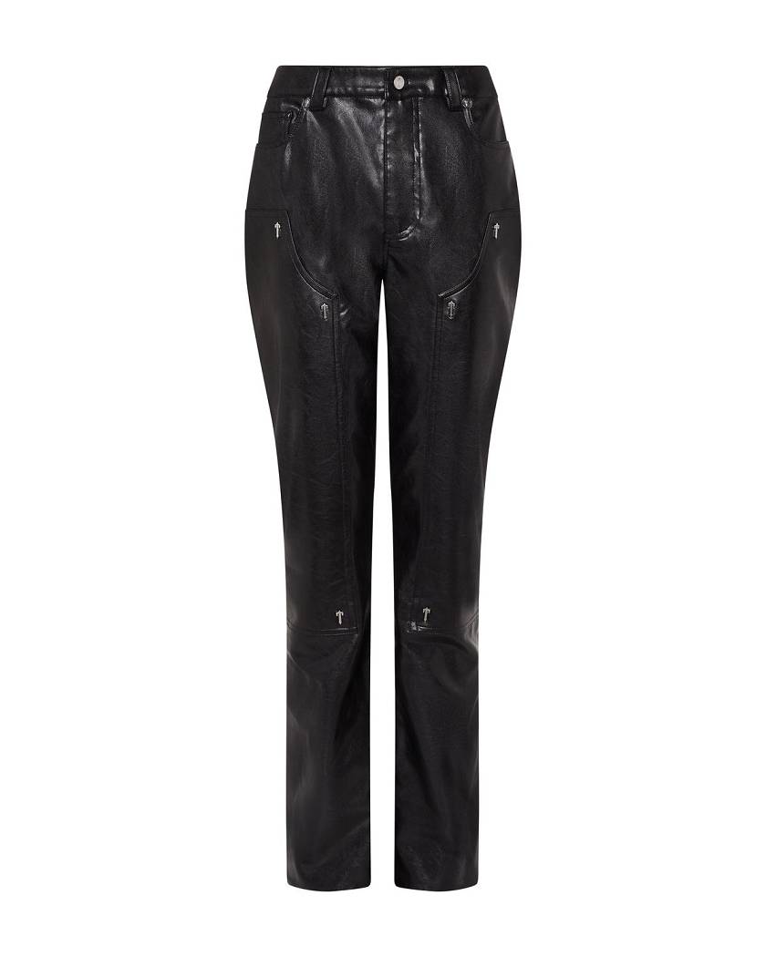 Trapstar Irongate T Stud Vegan Leather Pants 黒 | TS-65112