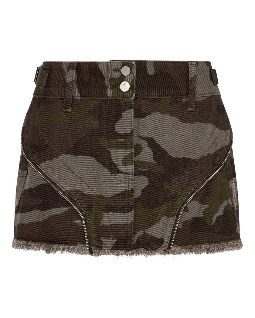 Trapstar Irongate T Womens Denim Zip Detail Mini Skirt ブラウン 迷彩 | TS-65099