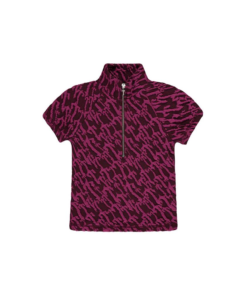 Trapstar Jacquard Fitted Zip Crop Top ボルドー ピンク | TS-65132