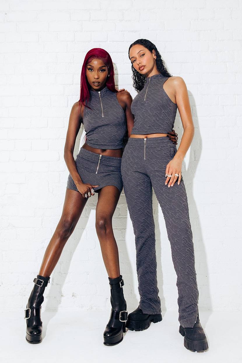 Trapstar Jacquard Fitted Zip Crop Top グレー | TS-65123