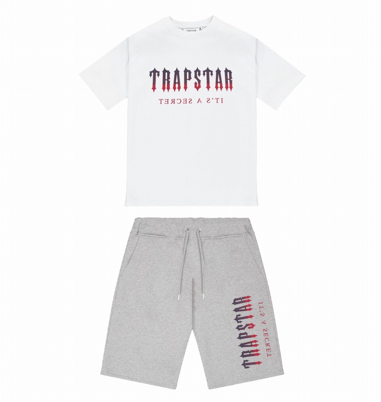 Trapstar Oversized Decoded Shorts グレー 赤 | TS-64912