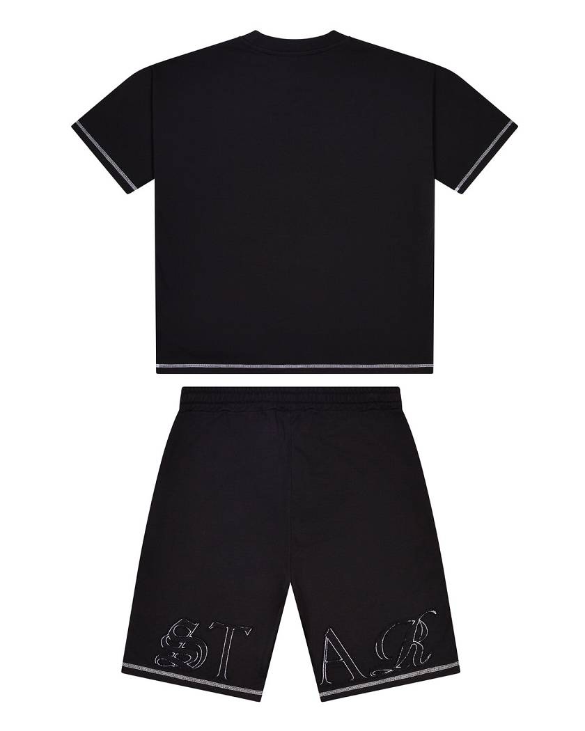 Trapstar Patchwork Script Shorts- Black 黒 | TS-65295