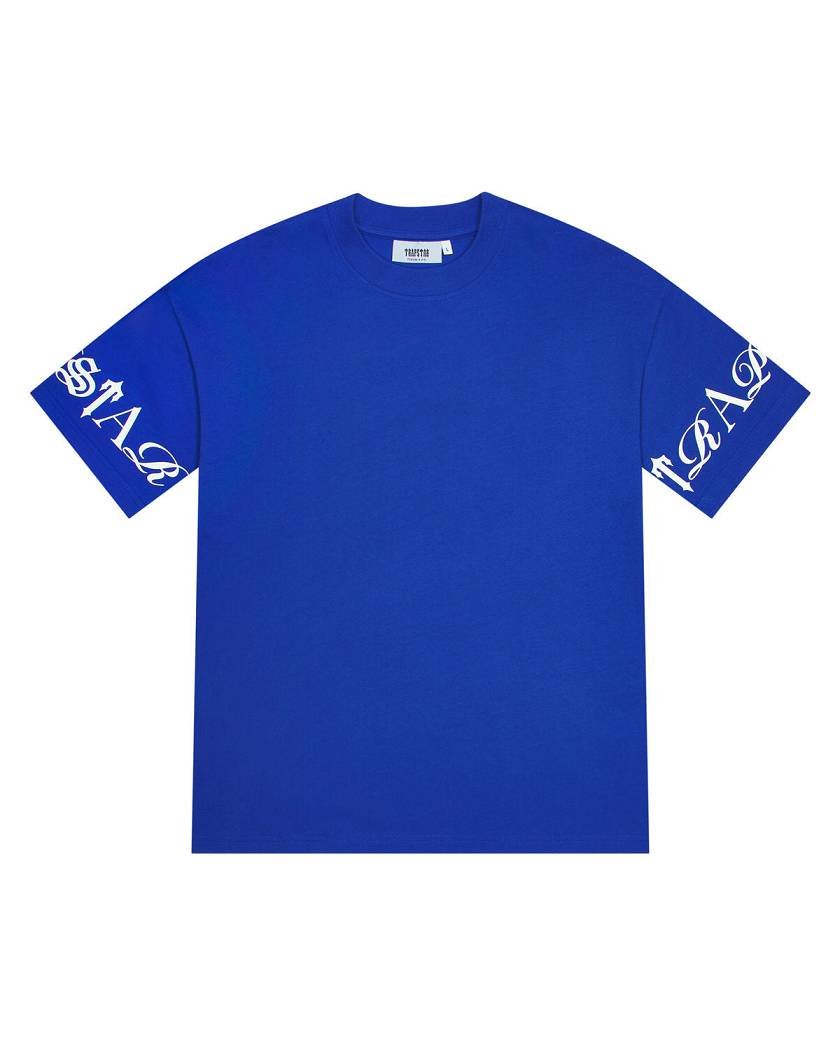Trapstar Script Tee 青 白 | TS-65289