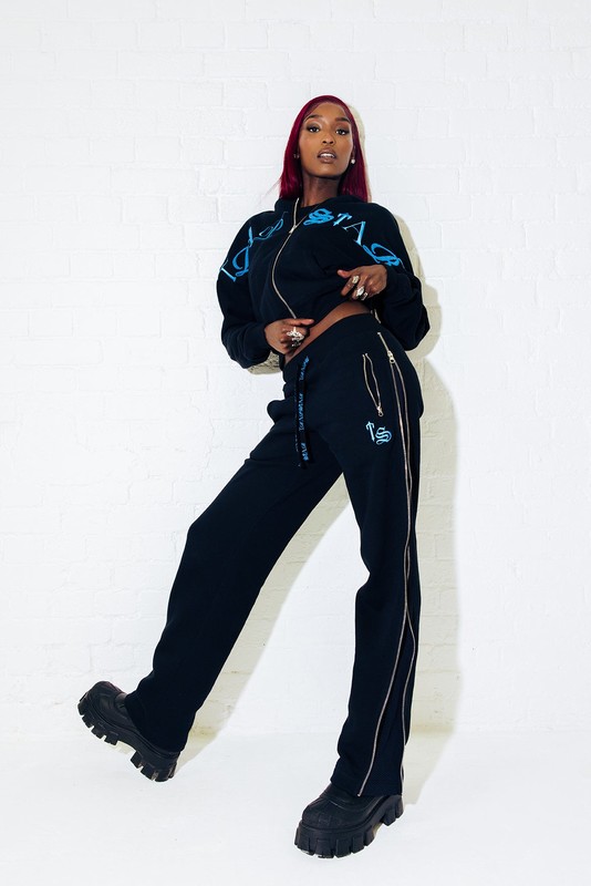 Trapstar Script Zip Leg 黒 ターコイズ | TS-64779