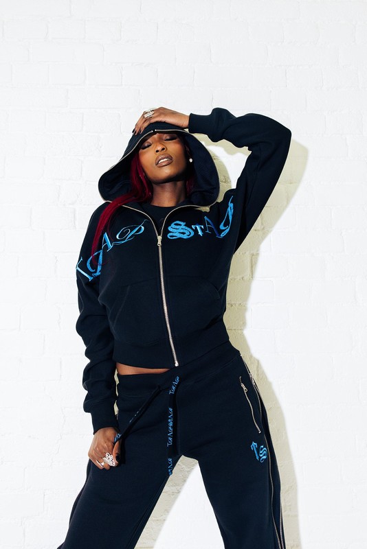 Trapstar Script Zip Leg 黒 ターコイズ | TS-64779