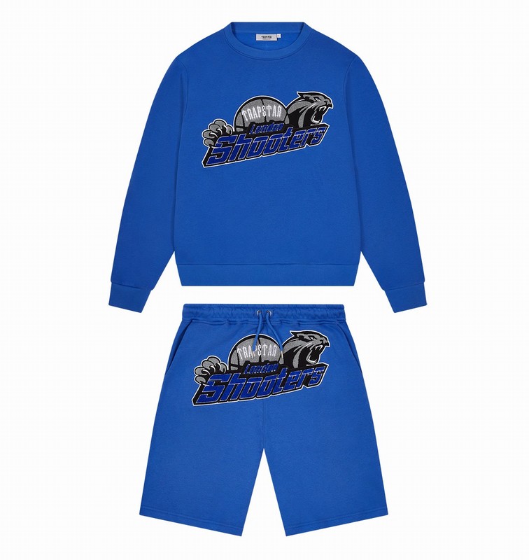Trapstar Shooters Chenille Crewneck 青 | TS-64905