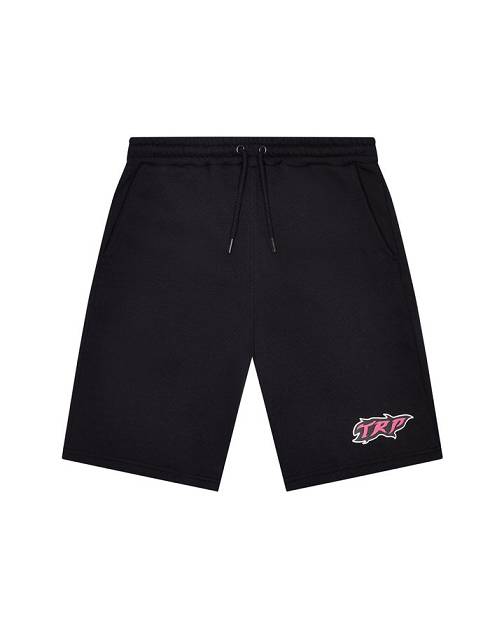 Trapstar TRP Flame Shorts 黒 ピンク | TS-65427
