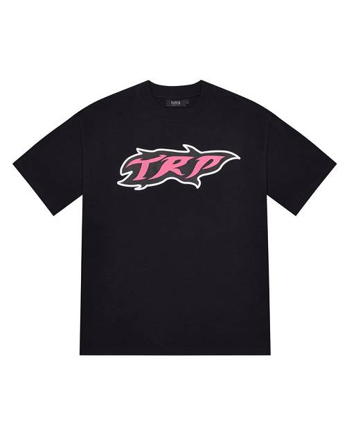 Trapstar TRP Flame T-Shirt 黒 ピンク | TS-65426