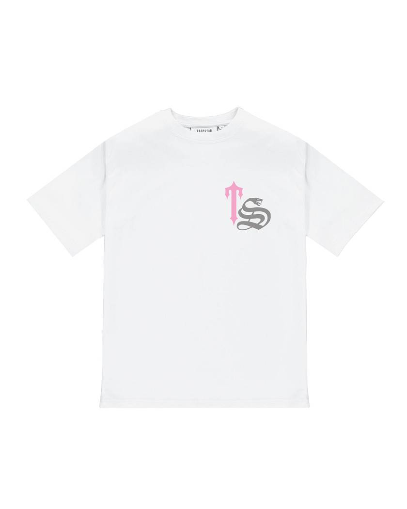 Trapstar TS Script Tee 白 ピンク | TS-65273