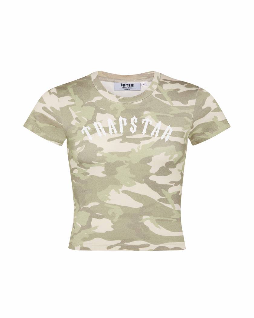 Trapstar Womens Desert Camo Irongate Baby Tee ピンク | TS-65128