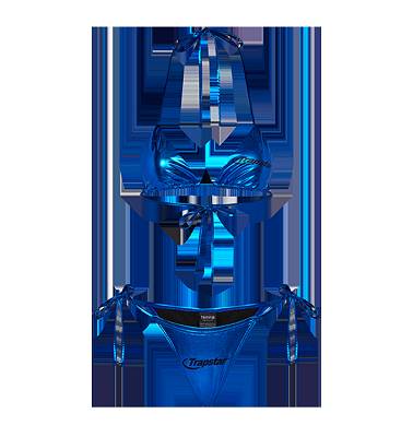 Trapstar Womens Hyperdrive Metallic Bikini Tie Side Bottoms 青 | TS-65084