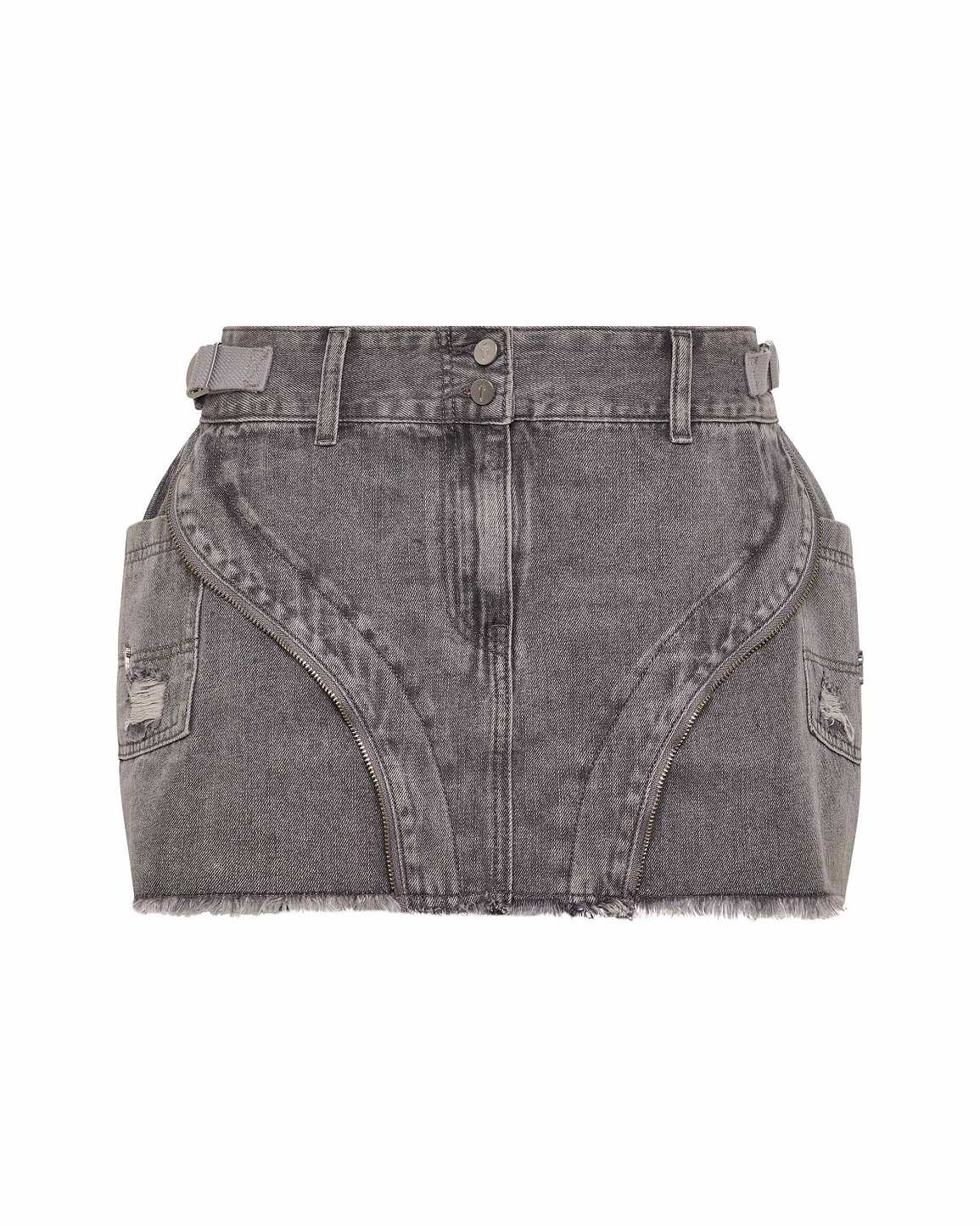 Trapstar Womens Irongate T Denim Zip Detail Mini Skirt グレー | TS-65102