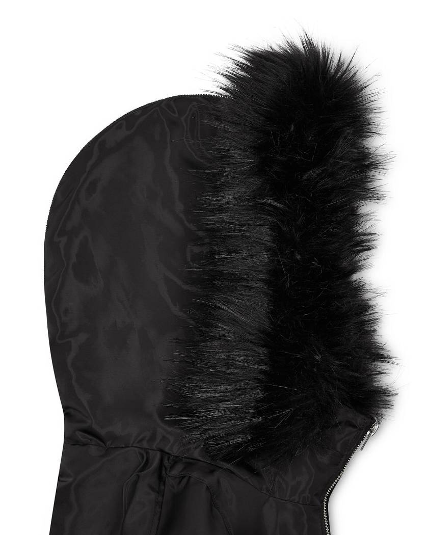 Trapstar Women’s Script Fur Hood Bomber 黒 | TS-65162