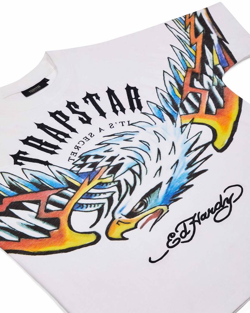 Trapstar x Ed Hardy Arched Eagle Tee 白 | TS-65232