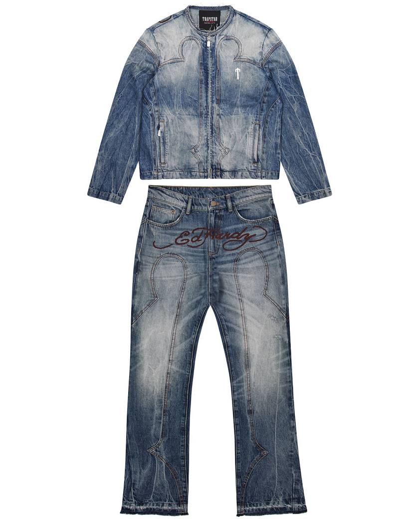 Trapstar x Ed Hardy Denim Jeans 青 | TS-65318