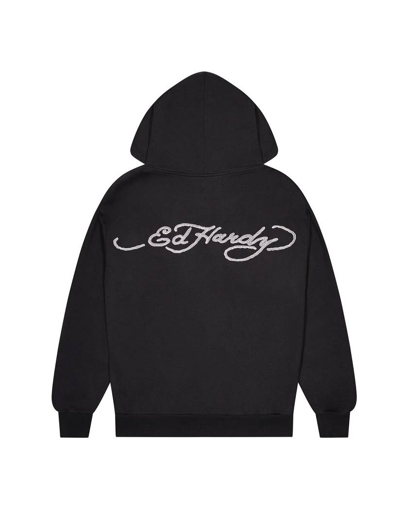 Trapstar x Ed Hardy Irongate Zip Through Hoodie 黒 | TS-65407