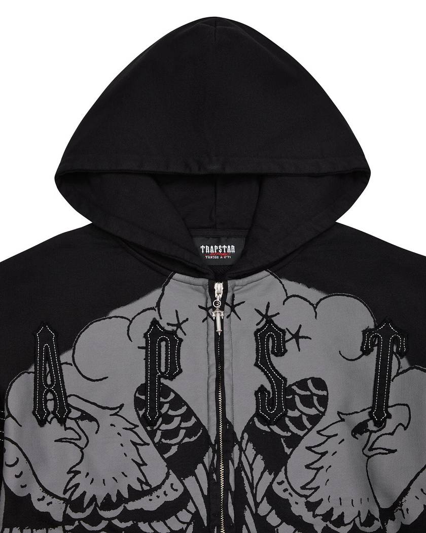 Trapstar x Ed Hardy Irongate Zip Through Hoodie 黒 | TS-65407