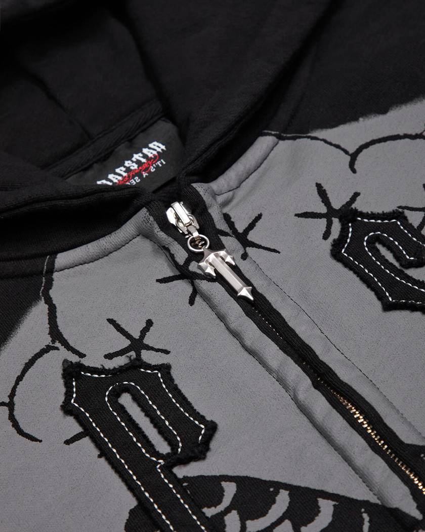 Trapstar x Ed Hardy Irongate Zip Through Hoodie 黒 | TS-65407