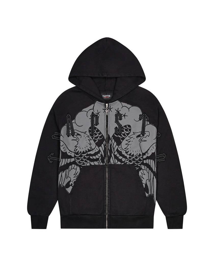 Trapstar x Ed Hardy Irongate Zip Through Hoodie 黒 | TS-65407