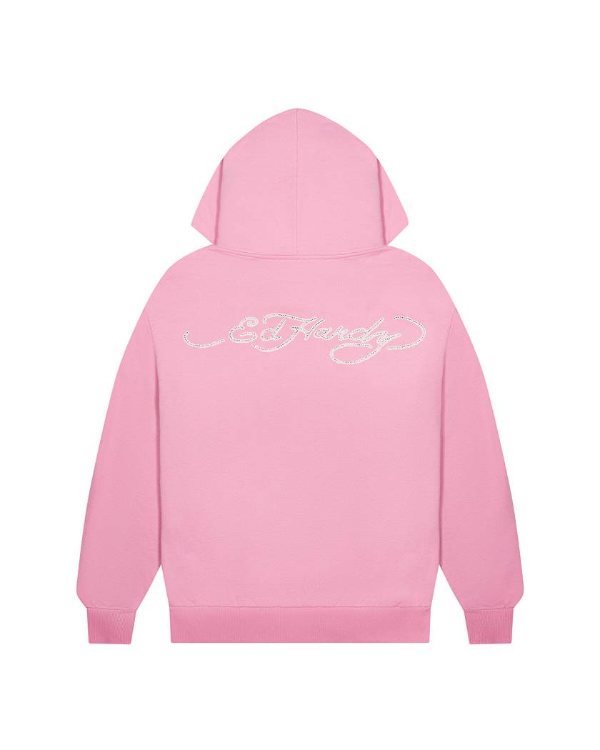 Trapstar x Ed Hardy Irongate Zip Through Hoodie ピンク | TS-65367