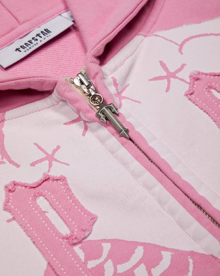 Trapstar x Ed Hardy Irongate Zip Through Hoodie ピンク | TS-65367