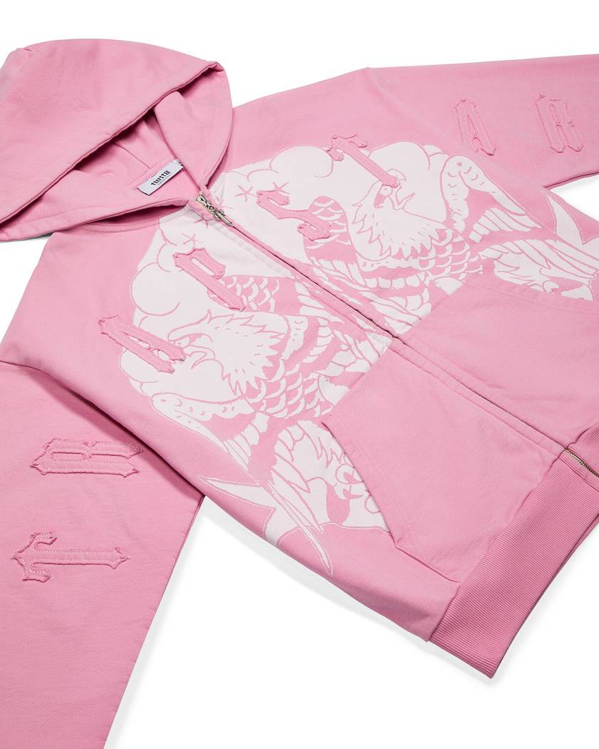 Trapstar x Ed Hardy Irongate Zip Through Hoodie ピンク | TS-65367